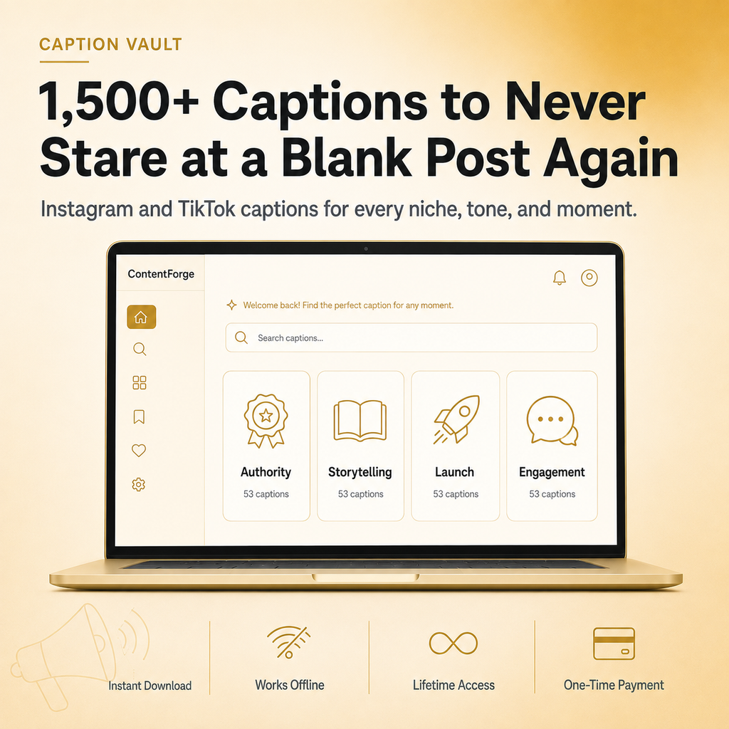 Caption Vault — 1500+ Instagram & TikTok Caption Templates for Creators
