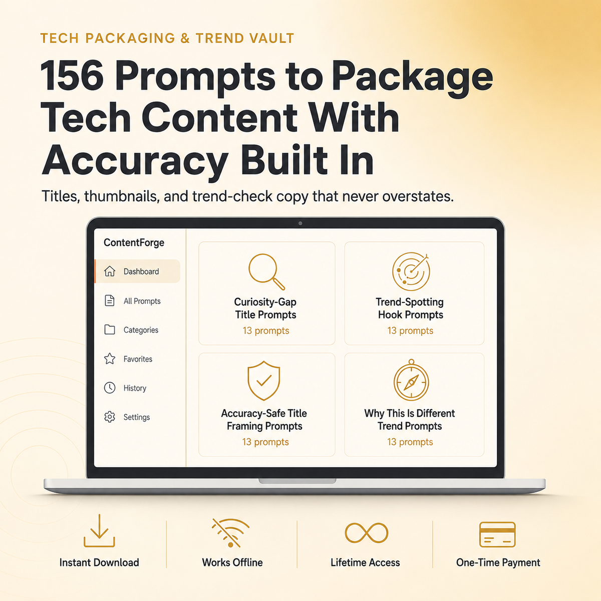 Tech Packaging & Trend Vault — 156 Prompts for Titles, Thumbnails & Trend-Safe Framing