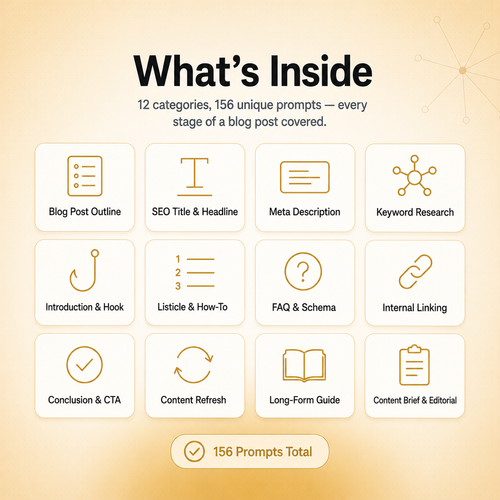 AI SEO & Blog Content Prompt Pack — 156 Prompts for Blog Posts, Titles, Meta Descriptions & More