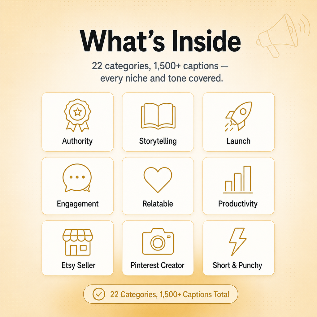 Caption Vault — 1500+ Instagram & TikTok Caption Templates for Creators