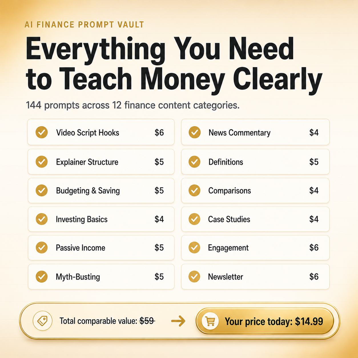 AI Finance Prompt Vault — 144 Prompts for Finance Creators (Education, Not Advice)