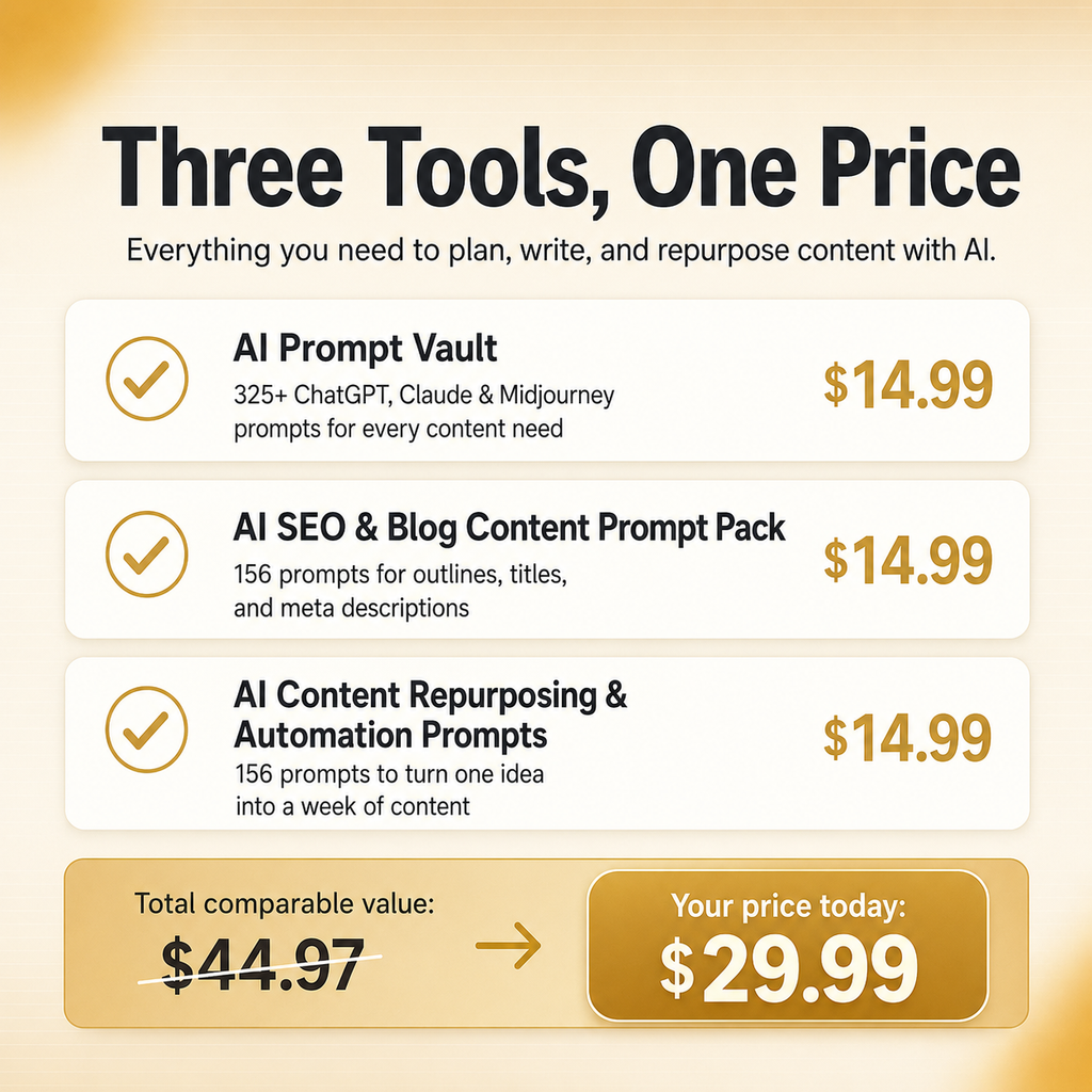 The Ultimate AI Prompt Bundle — 3 AI Tools in One (637+ Prompts)