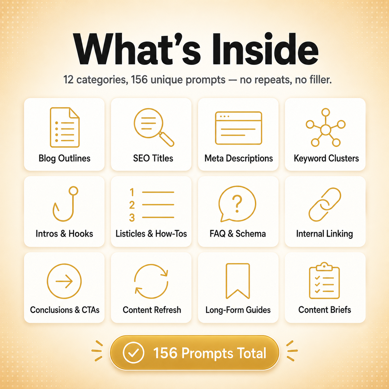 AI SEO & Blog Content Prompt Pack — 156 Prompts for Blog Posts, Titles, Meta Descriptions & More
