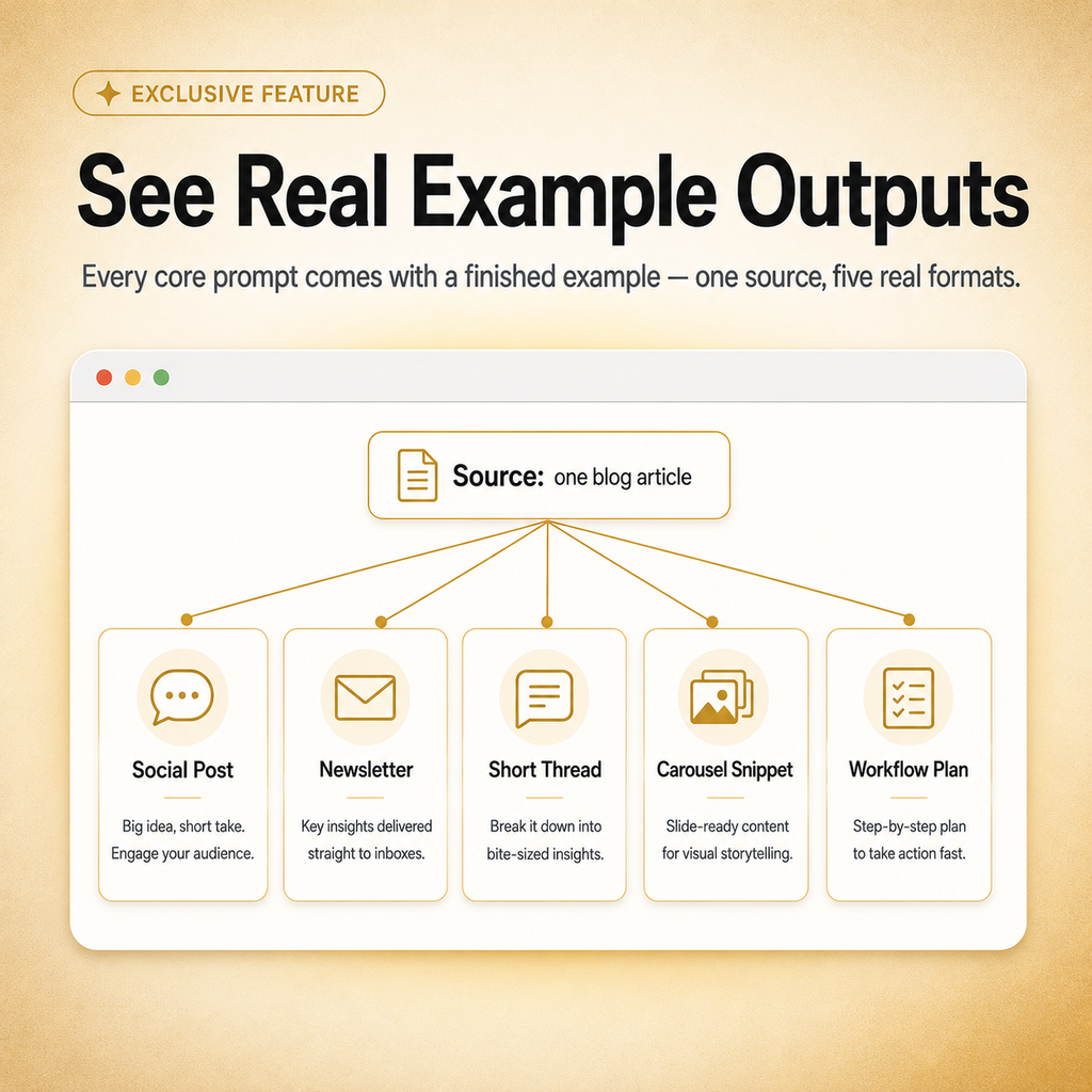AI Content Repurposing & Automation Prompts — 156 Prompts to Turn One Idea Into a Week of Content