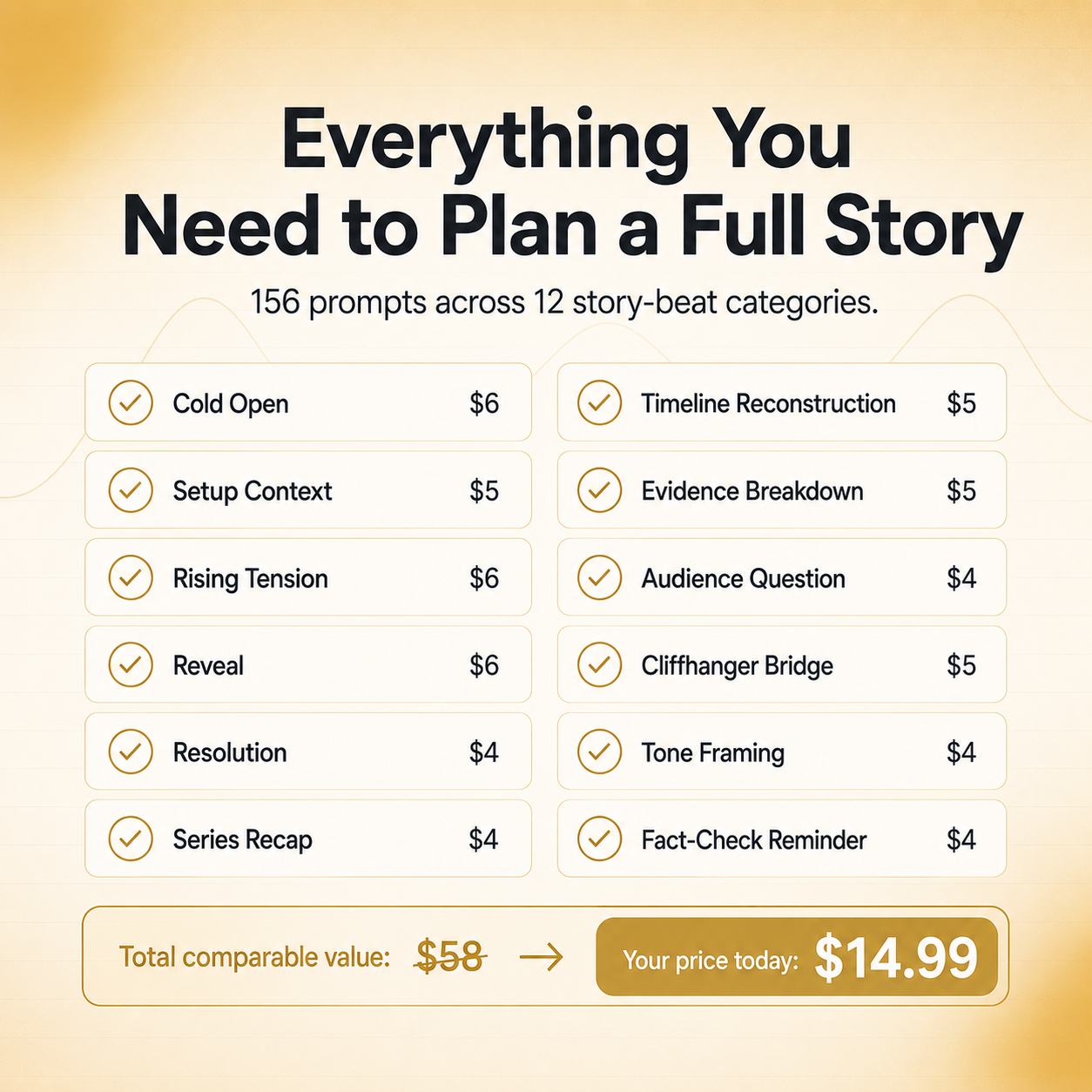 AI Storytelling Prompt Vault — 156 Prompts for Faceless Storytelling & True Crime Creators