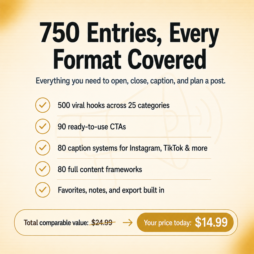 Ultimate Viral Hook Vault — 500+ TikTok & Instagram Reels Hooks