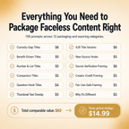 Faceless Packaging & Sourcing Vault — 156 Prompts for Titles, Thumbnails & Credit-Safe Sourcing