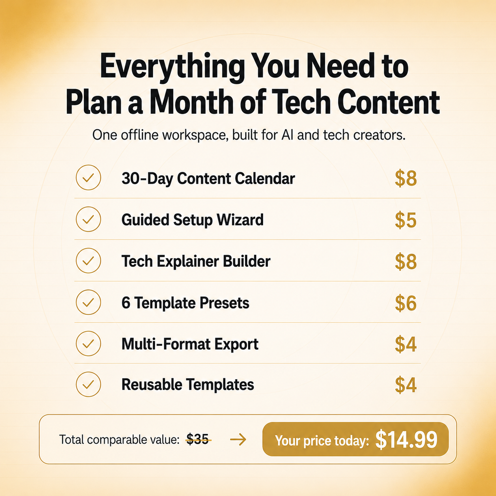 Tech Creator OS — 30-Day Planning System for AI & Tech Explainer Creators