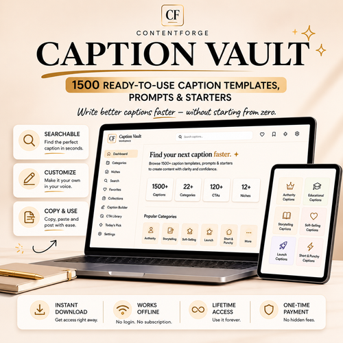 Caption Vault — 1500+ Instagram & TikTok Caption Templates for Creators