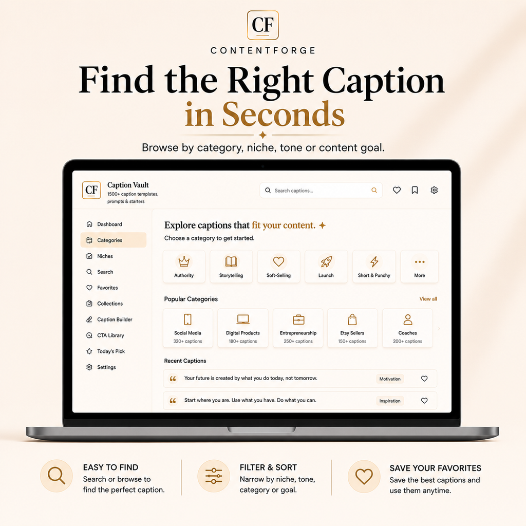 Caption Vault — 1500+ Instagram & TikTok Caption Templates for Creators