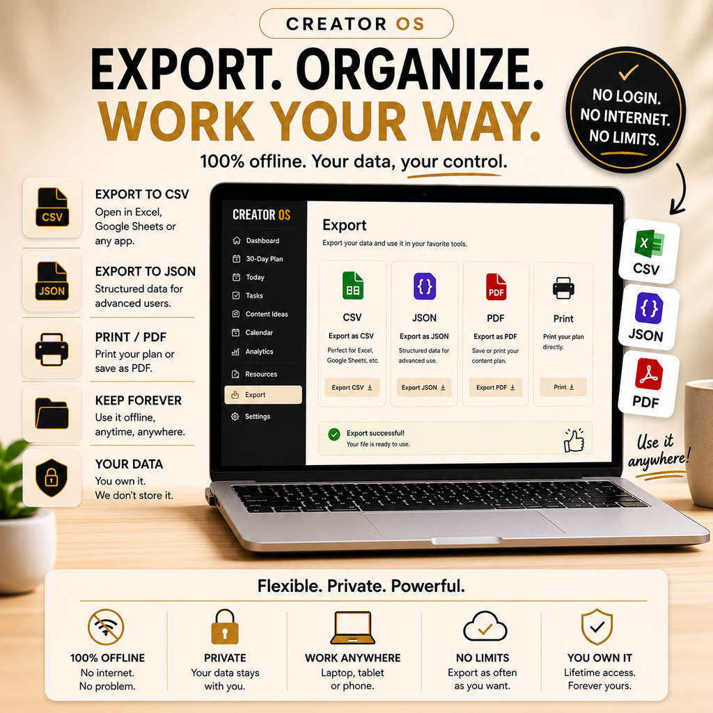 Creator OS — 30-Day Offline Content Planning System