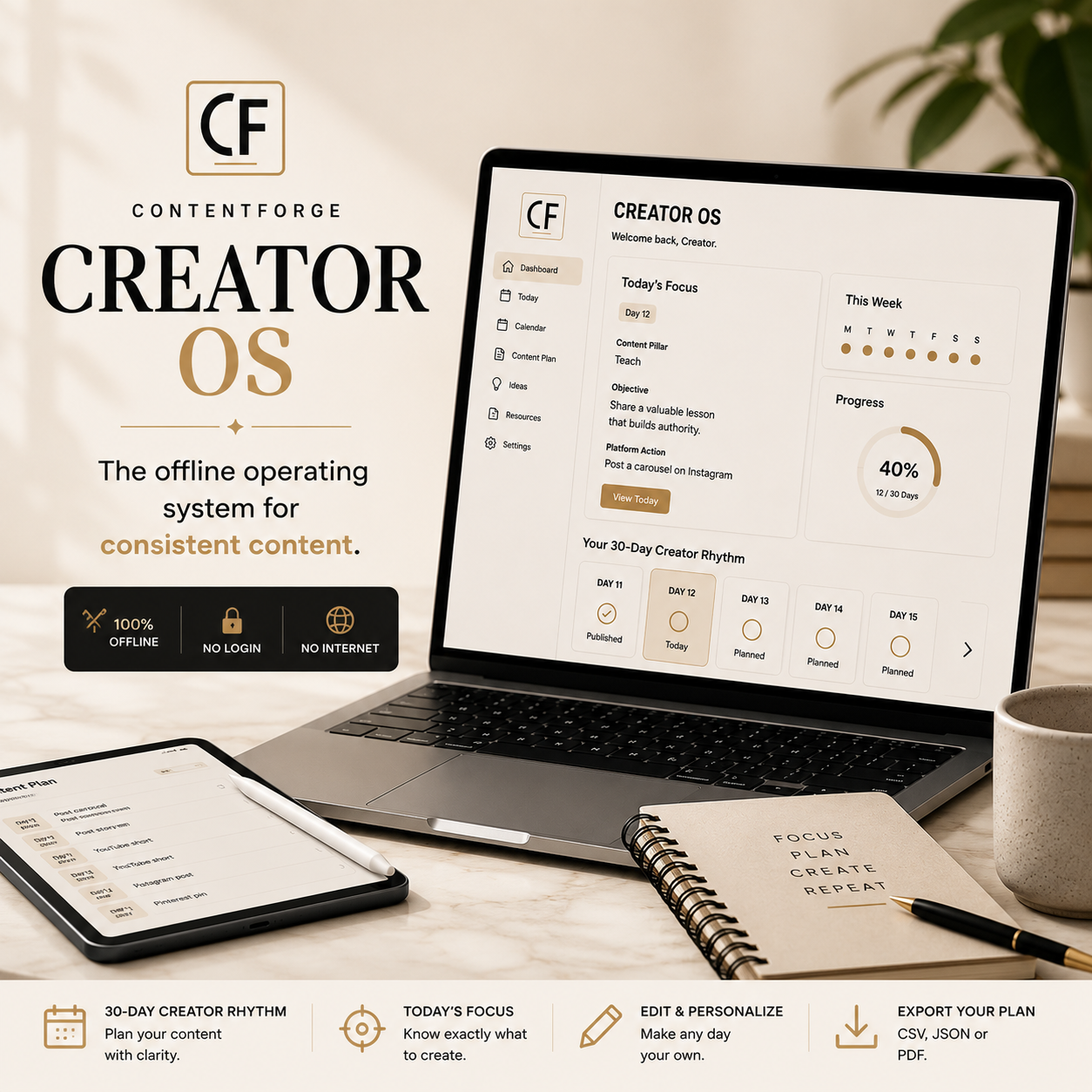 Creator OS — 30-Day Offline Content Planning System