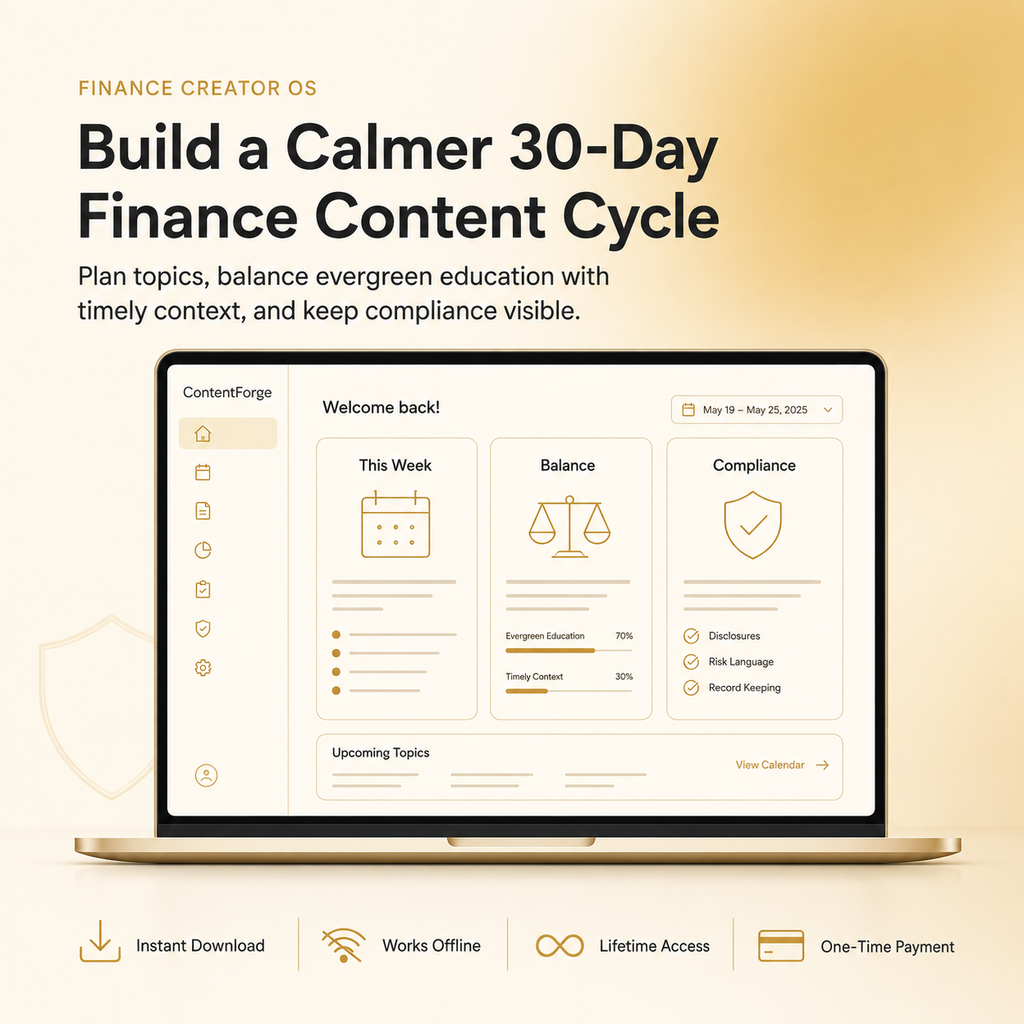 Finance Creator OS — 30-Day Planning System for Finance Content Creators