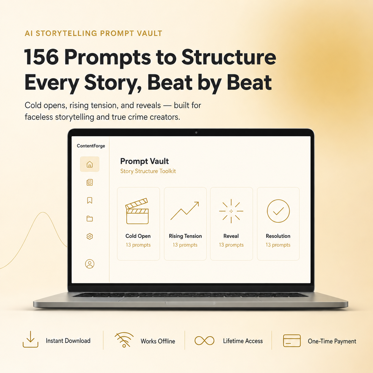AI Storytelling Prompt Vault — 156 Prompts for Faceless Storytelling & True Crime Creators