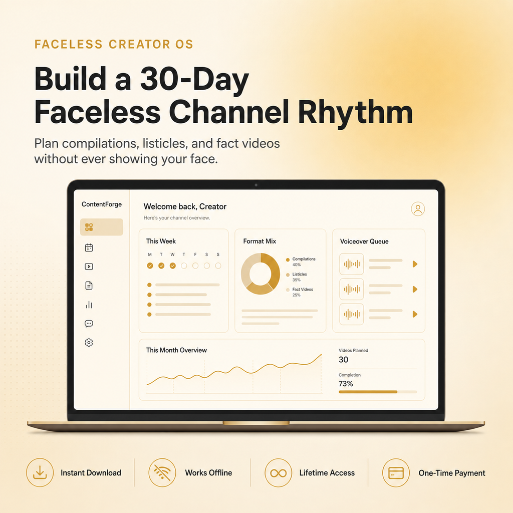 Faceless Creator OS — 30-Day Planning System for Faceless Content Creators