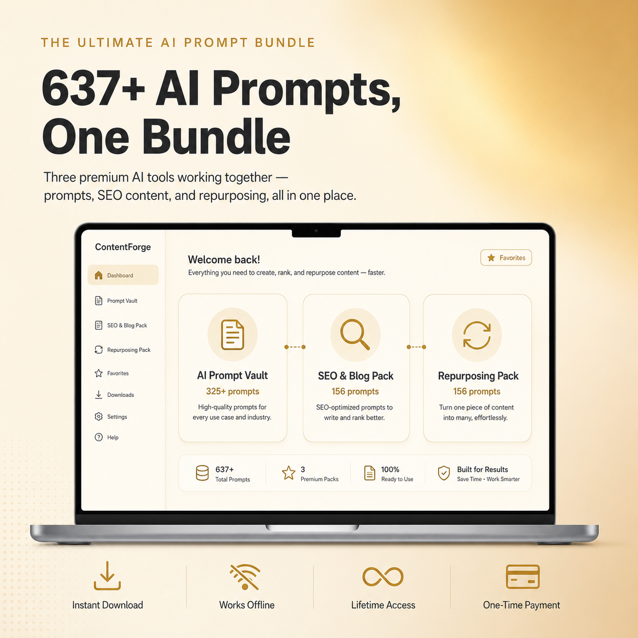 The Ultimate AI Prompt Bundle — 3 AI Tools in One (637+ Prompts)